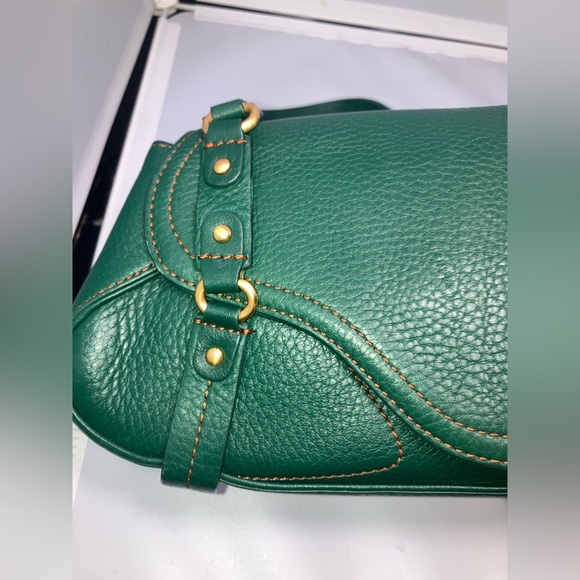 Vintage Cole Haan Village Collection Small Satchel - Green Pebbled Leather - Picture 2 of 12